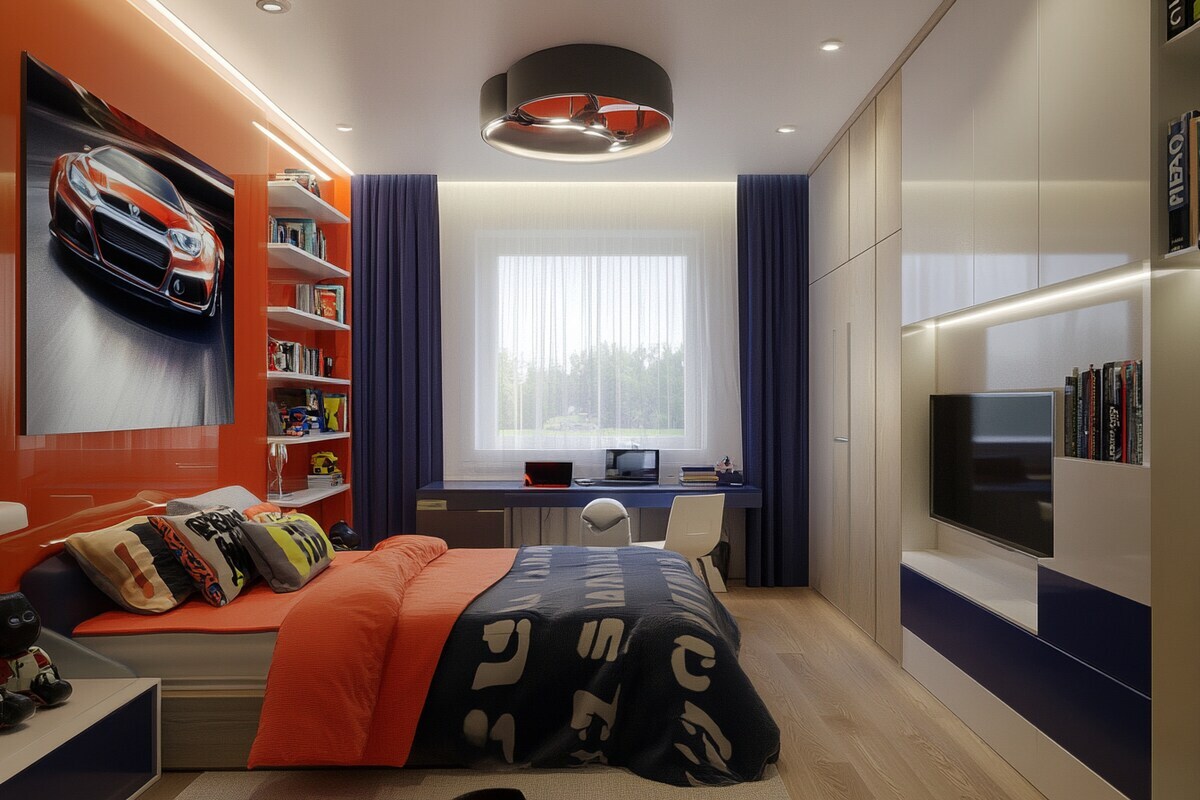 Playful Kids Bedroom with Built-in Slide & Toy Storage Stairs #1